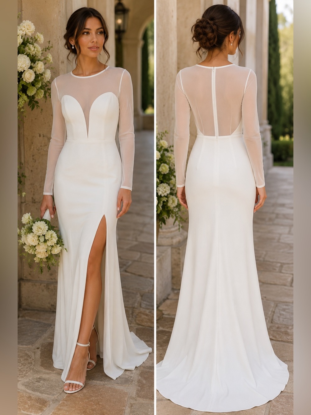 LULUS Sheer White Maxi Bridal NWT